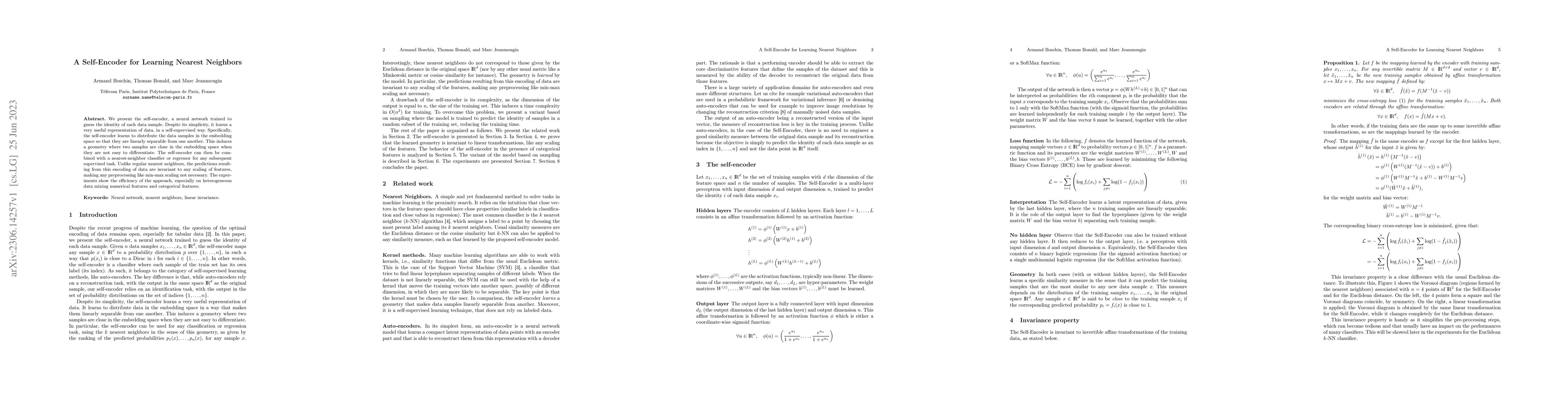 Thumbnail for A Self-Encoder for Learning Nearest Neighbors