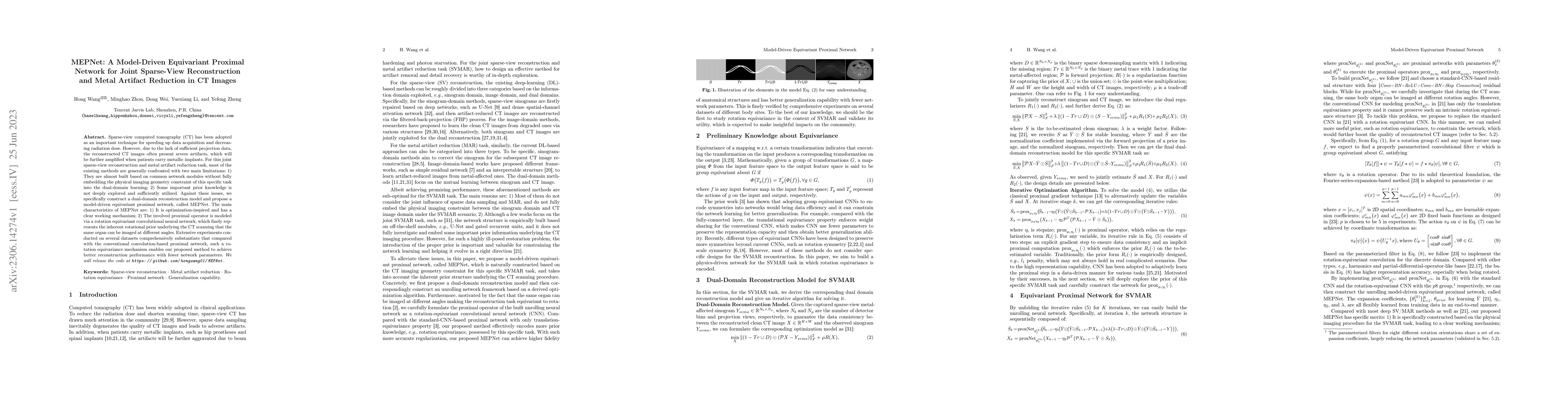 Thumbnail for MEPNet: A Model-Driven Equivariant Proximal Network for Joint
  Sparse-View Reconstruction and Metal Artifact Reduction in CT Images