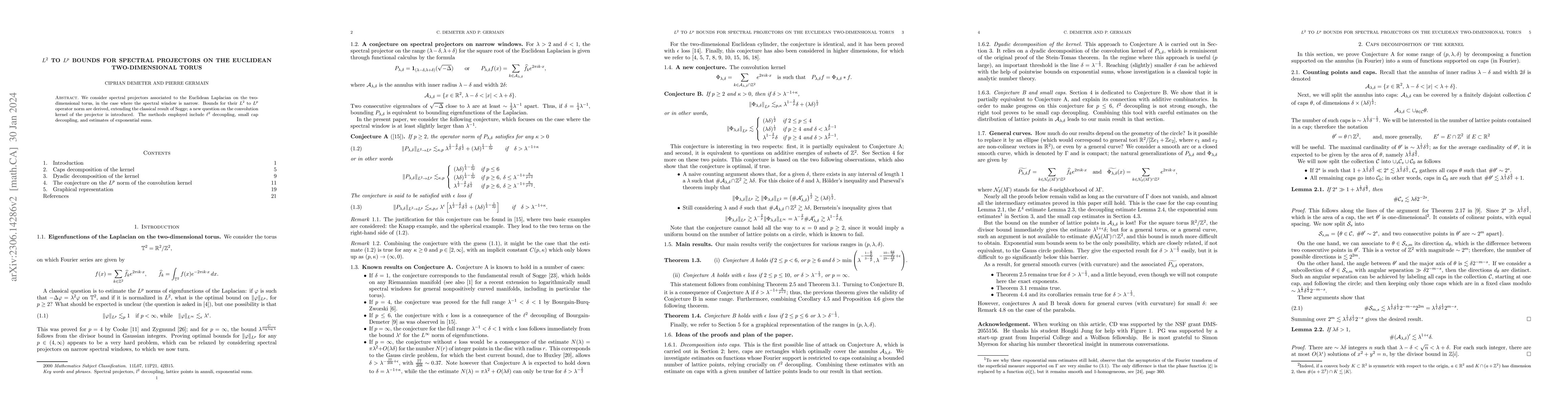 Thumbnail for $L^2$ to $L^p$ bounds for spectral projectors on the Euclidean
  two-dimensional torus