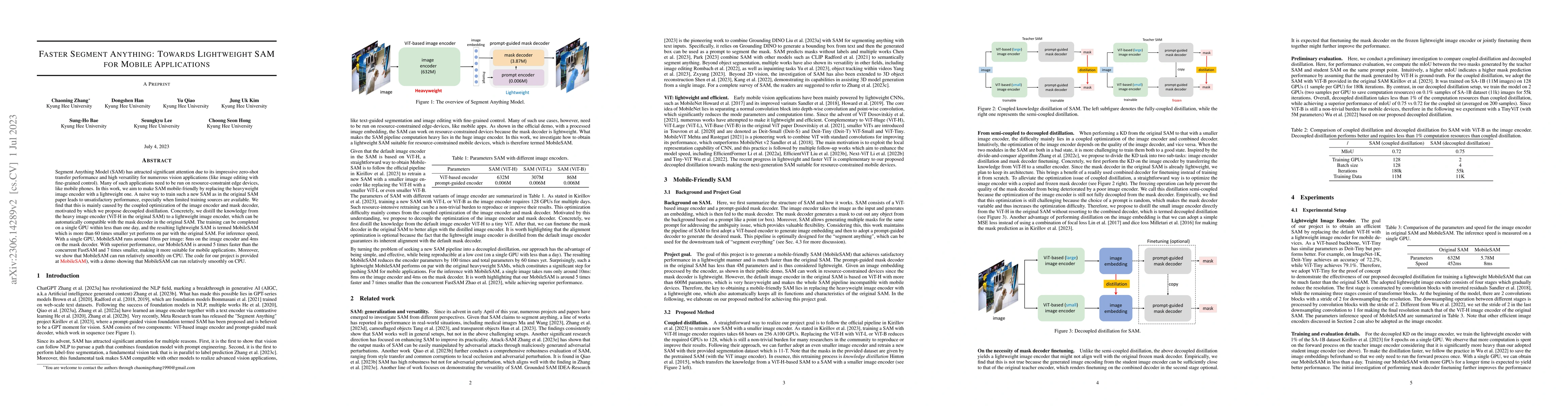 Thumbnail for Faster Segment Anything: Towards Lightweight SAM for Mobile Applications