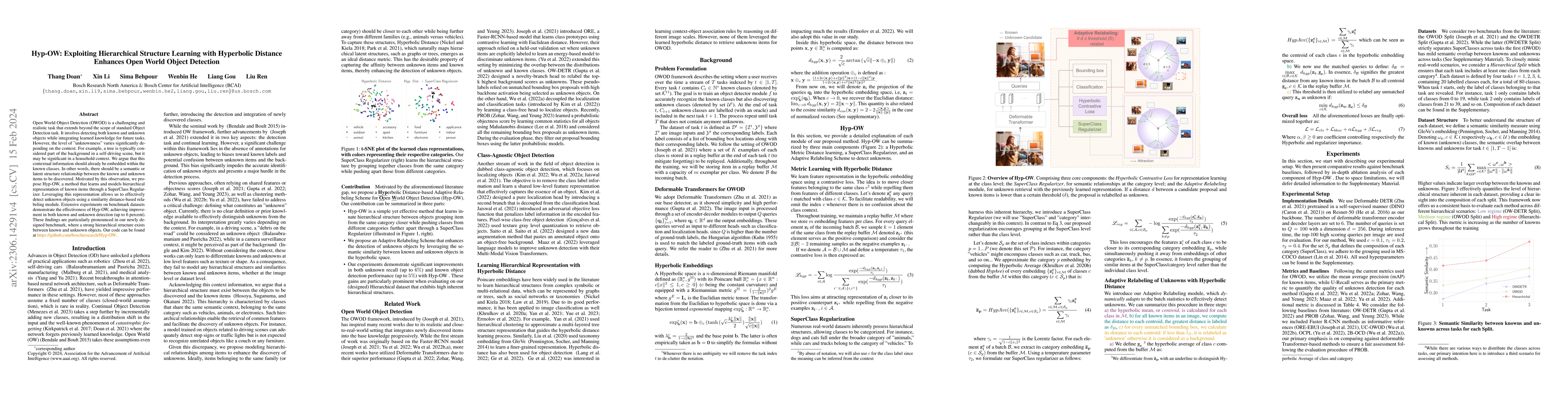 Thumbnail for Hyp-OW: Exploiting Hierarchical Structure Learning with Hyperbolic
  Distance Enhances Open World Object Detection