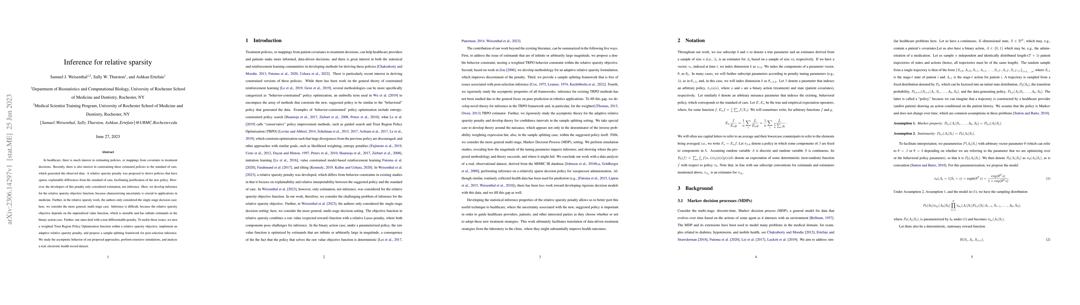 Thumbnail for Inference for relative sparsity