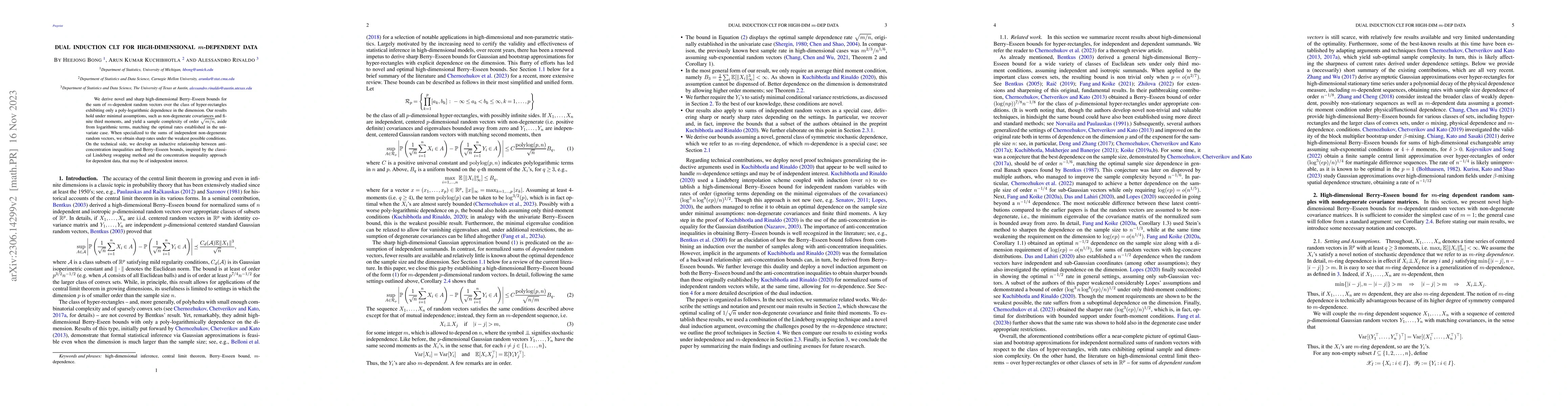 Thumbnail for Dual Induction CLT for High-dimensional m-dependent Data