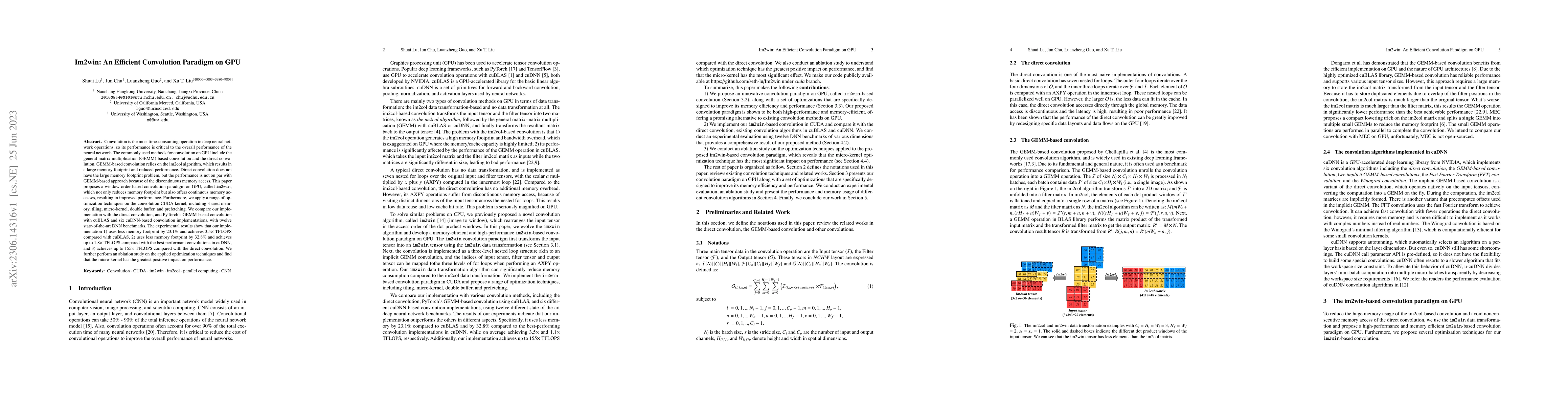 Thumbnail for Im2win: An Efficient Convolution Paradigm on GPU