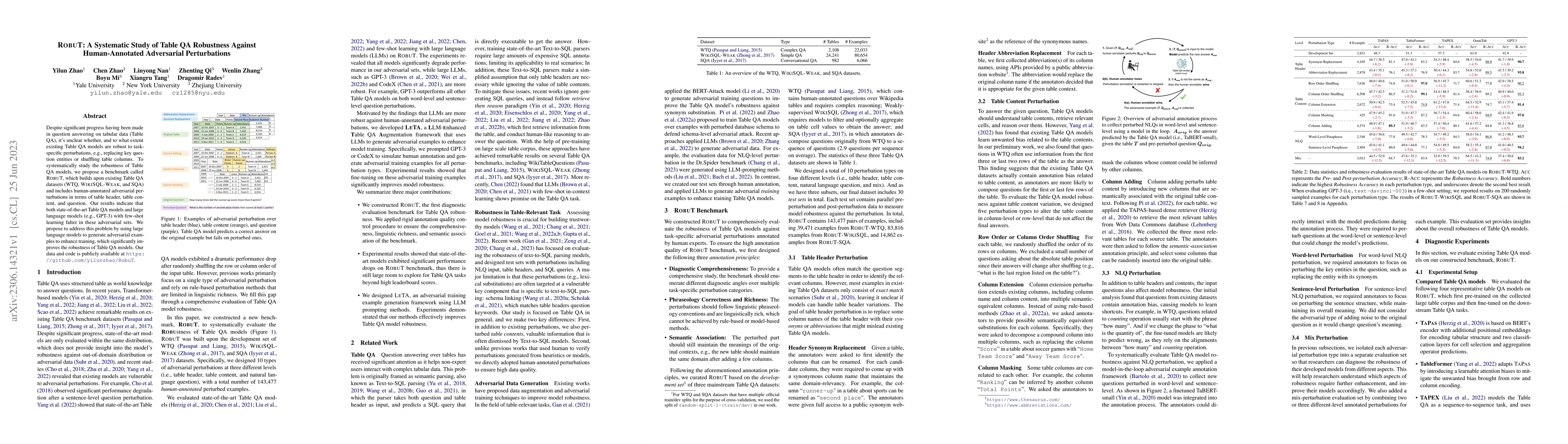 Thumbnail for RobuT: A Systematic Study of Table QA Robustness Against Human-Annotated
  Adversarial Perturbations
