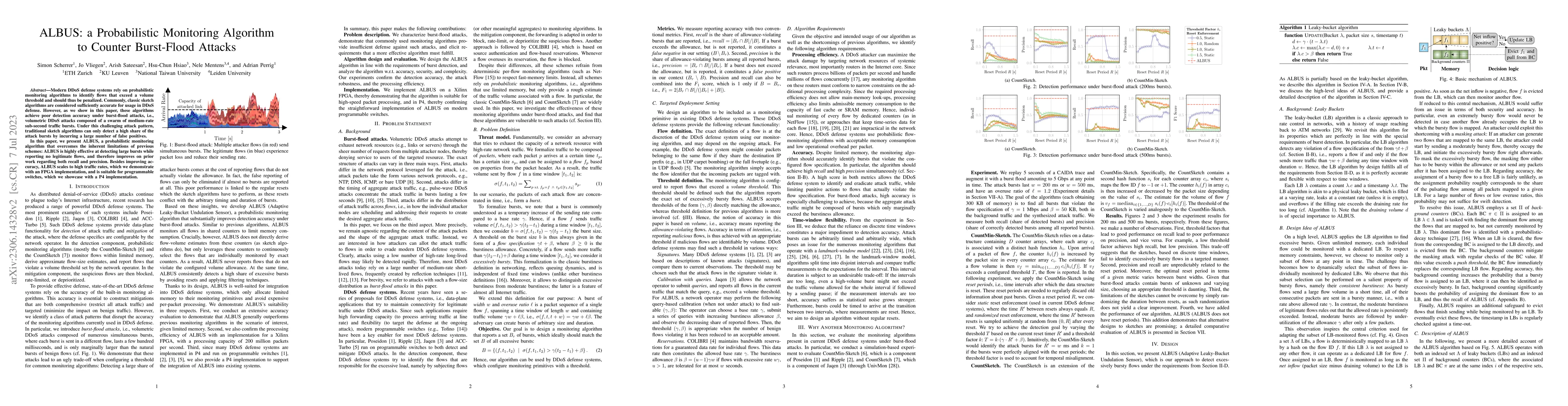 Thumbnail for ALBUS: a Probabilistic Monitoring Algorithm to Counter Burst-Flood
  Attacks
