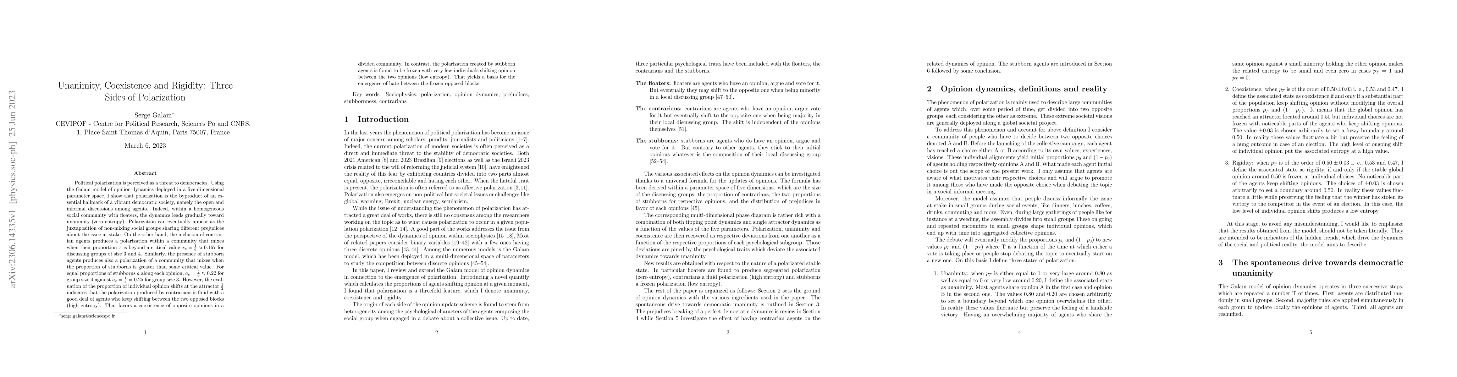 Thumbnail for Unanimity, Coexistence and Rigidity: Three Sides of Polarization