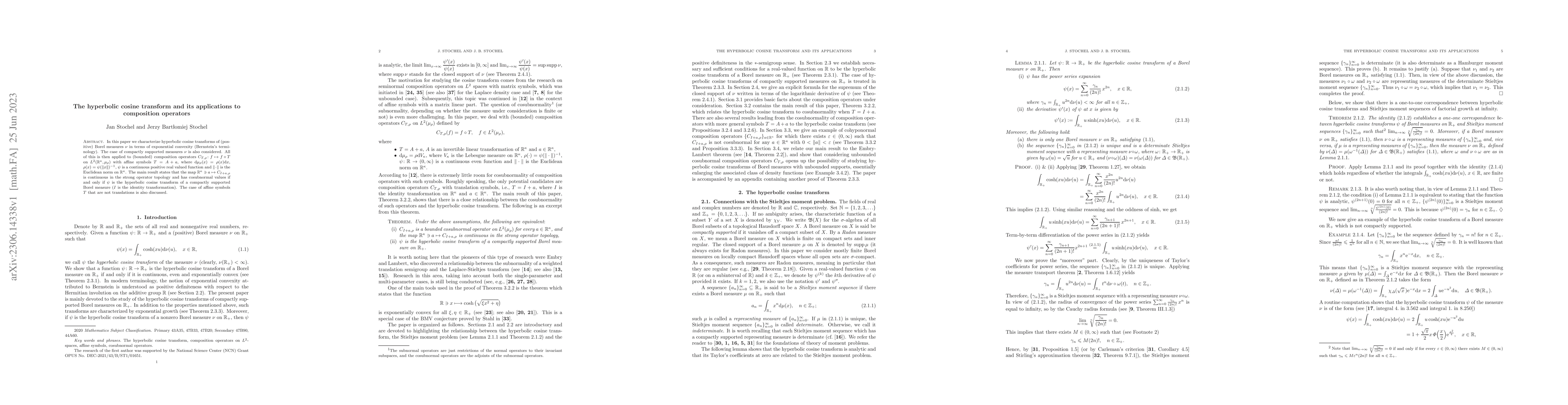 Thumbnail for The hyperbolic cosine transform and its applications to composition
  operators