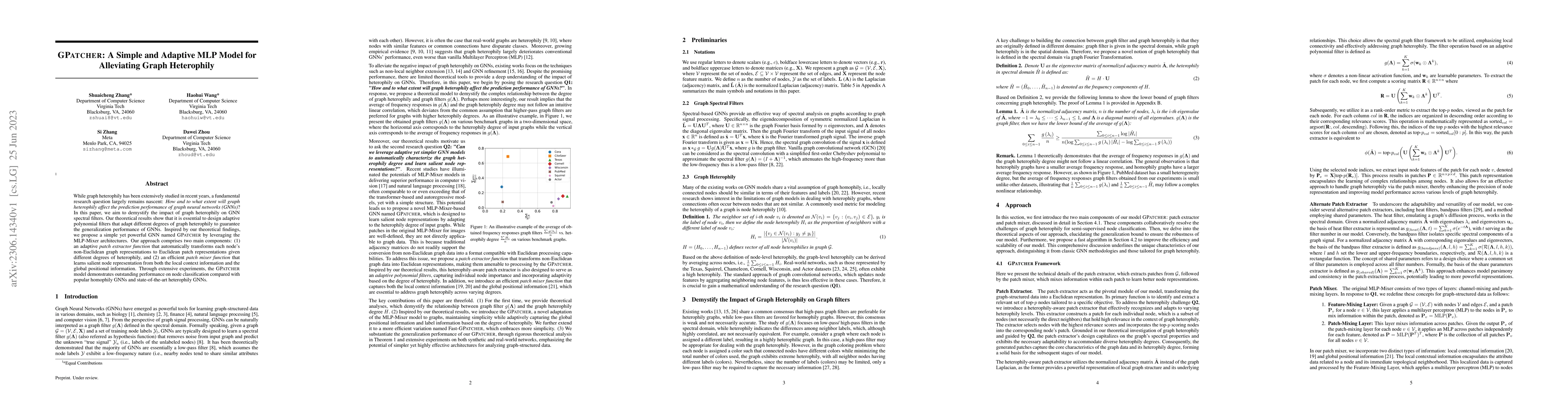 Thumbnail for GPatcher: A Simple and Adaptive MLP Model for Alleviating Graph
  Heterophily