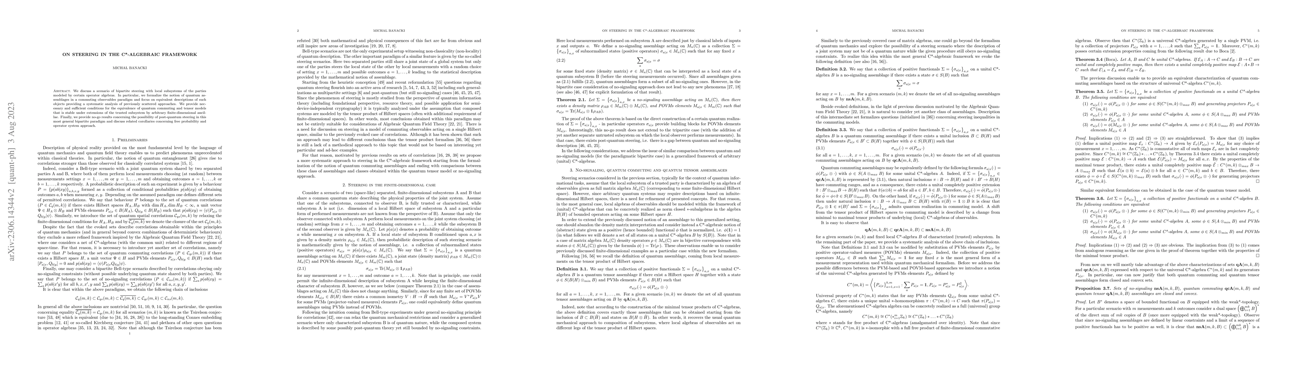 Thumbnail for On steering in the C*-algebraic framework