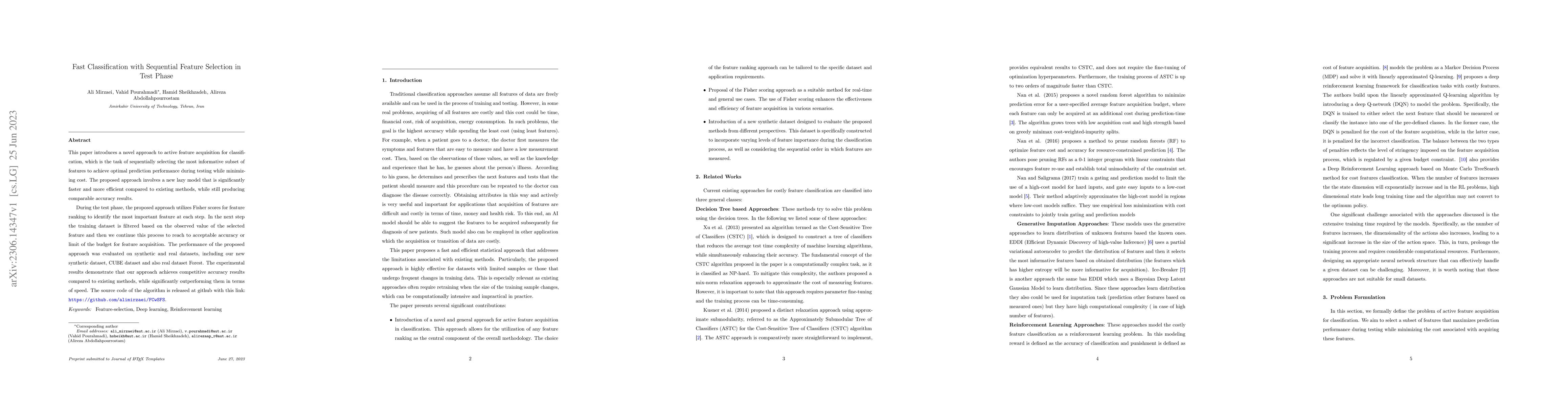 Thumbnail for Fast Classification with Sequential Feature Selection in Test Phase