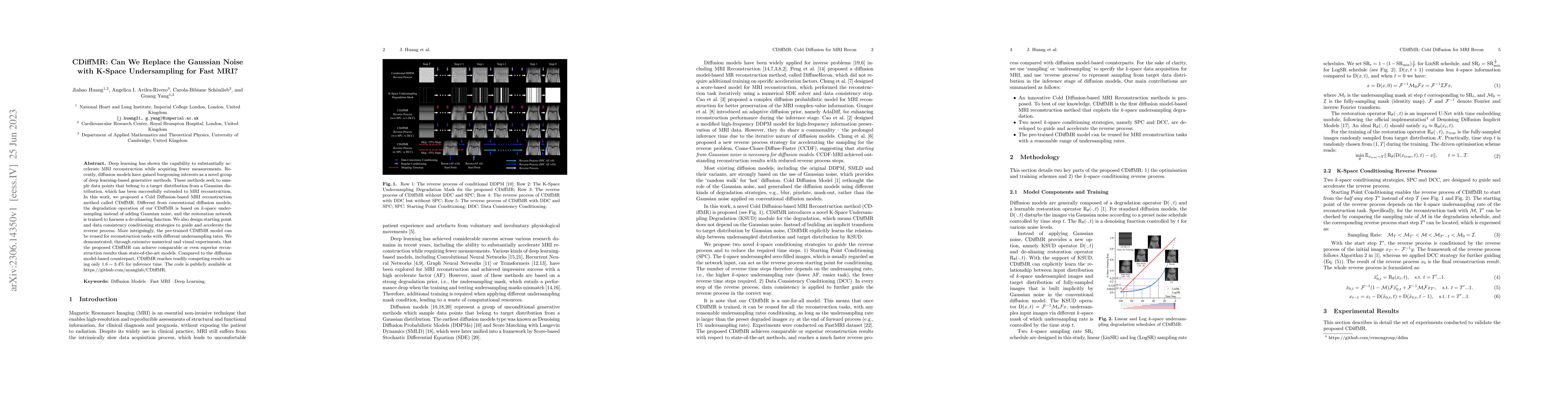 Thumbnail for CDiffMR: Can We Replace the Gaussian Noise with K-Space Undersampling
  for Fast MRI?