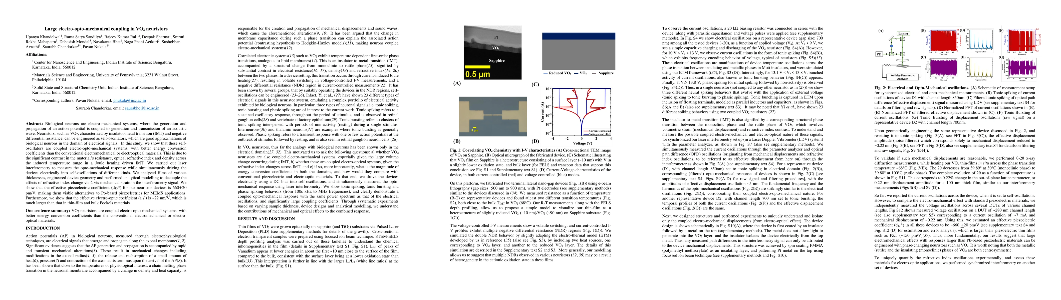 Thumbnail for Large electro-opto-mechanical coupling in VO2 neuristors