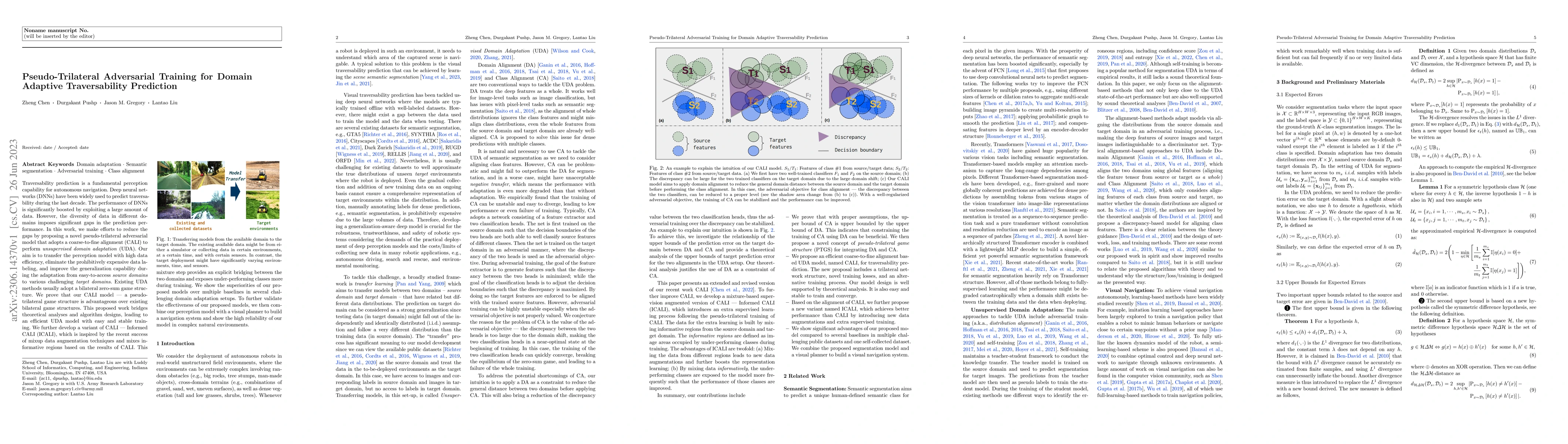 Thumbnail for Pseudo-Trilateral Adversarial Training for Domain Adaptive
  Traversability Prediction