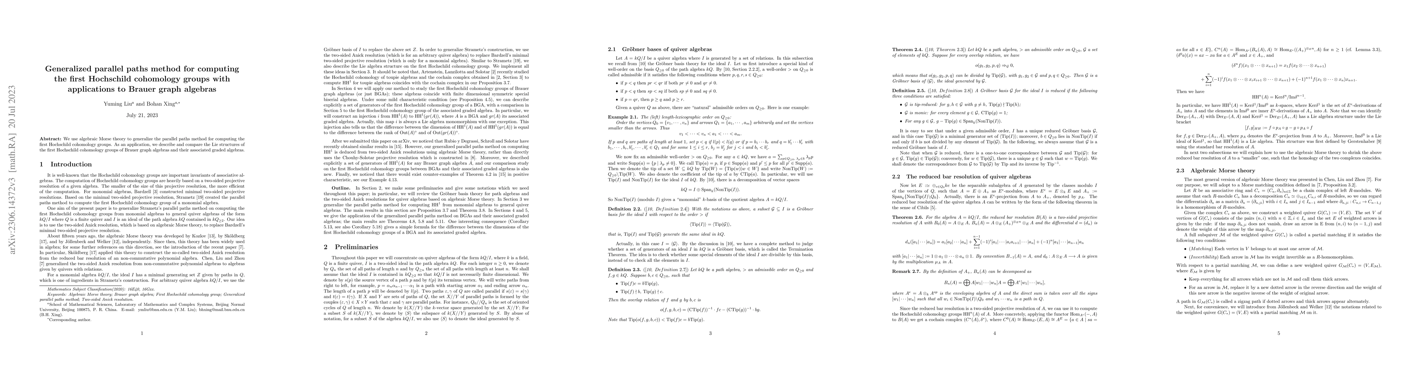 Thumbnail for Generalized parallel paths method for computing the first Hochschild
  cohomology groups with applications to Brauer graph algebras