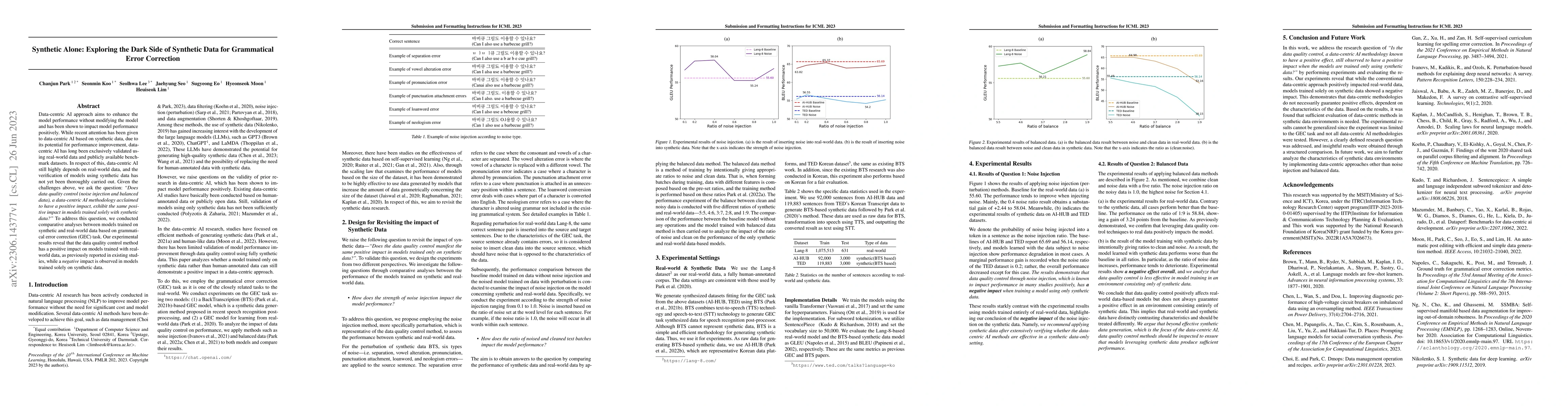 Thumbnail for Synthetic Alone: Exploring the Dark Side of Synthetic Data for
  Grammatical Error Correction