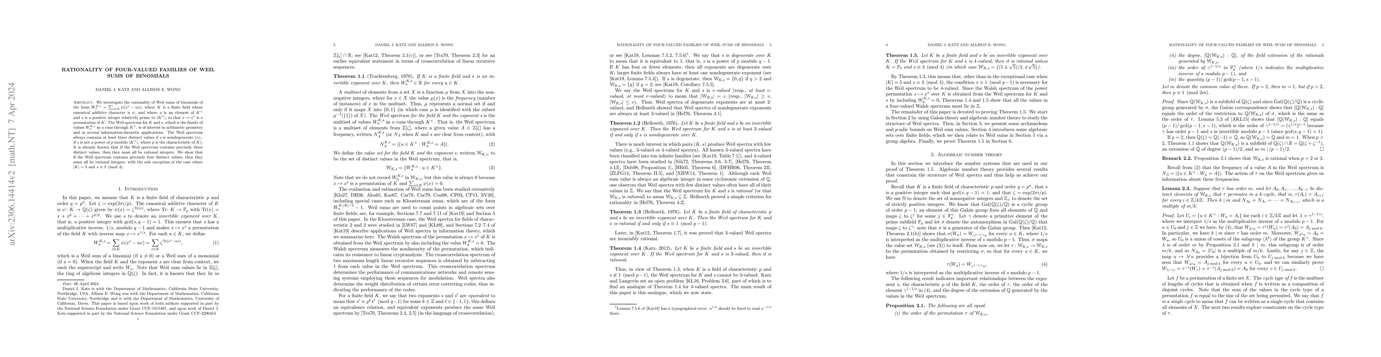 Thumbnail for Rationality of Four-Valued Families of Weil Sums of Binomials