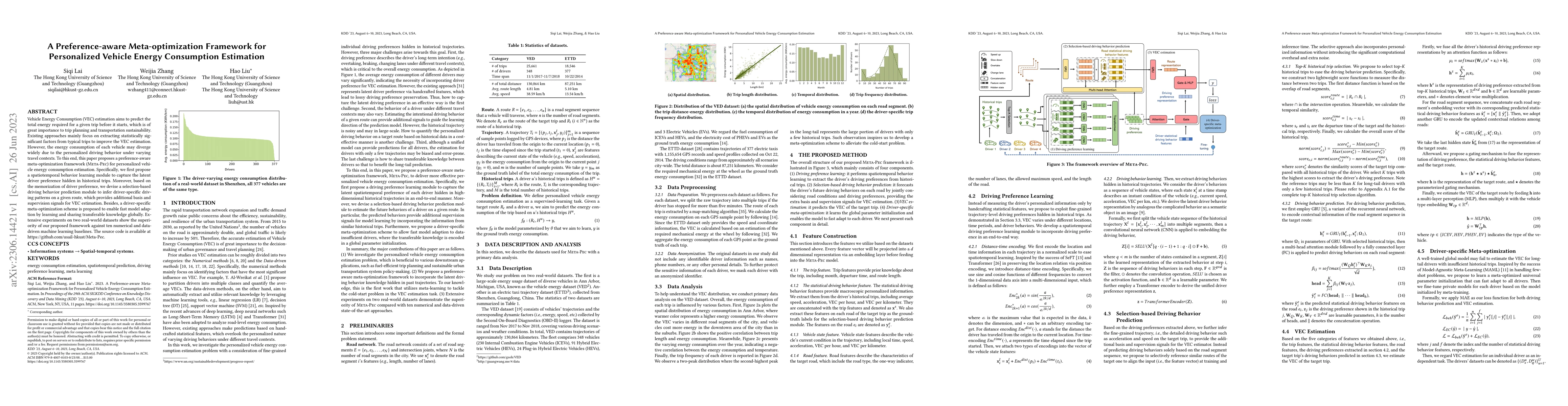 Thumbnail for A Preference-aware Meta-optimization Framework for Personalized Vehicle
  Energy Consumption Estimation
