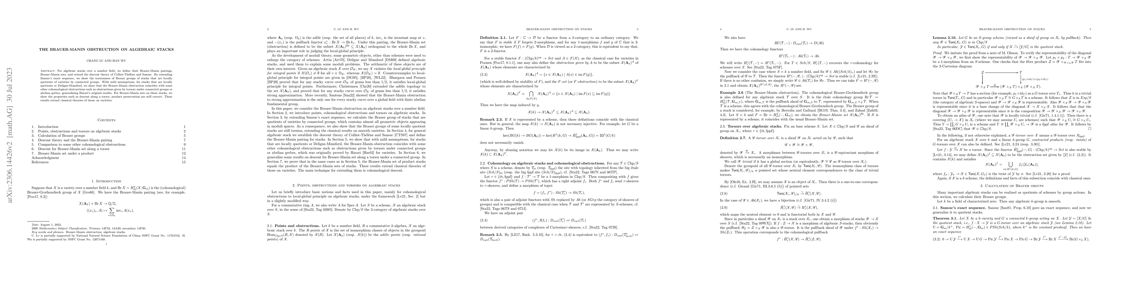 Thumbnail for The Brauer-Manin obstruction on algebraic stacks