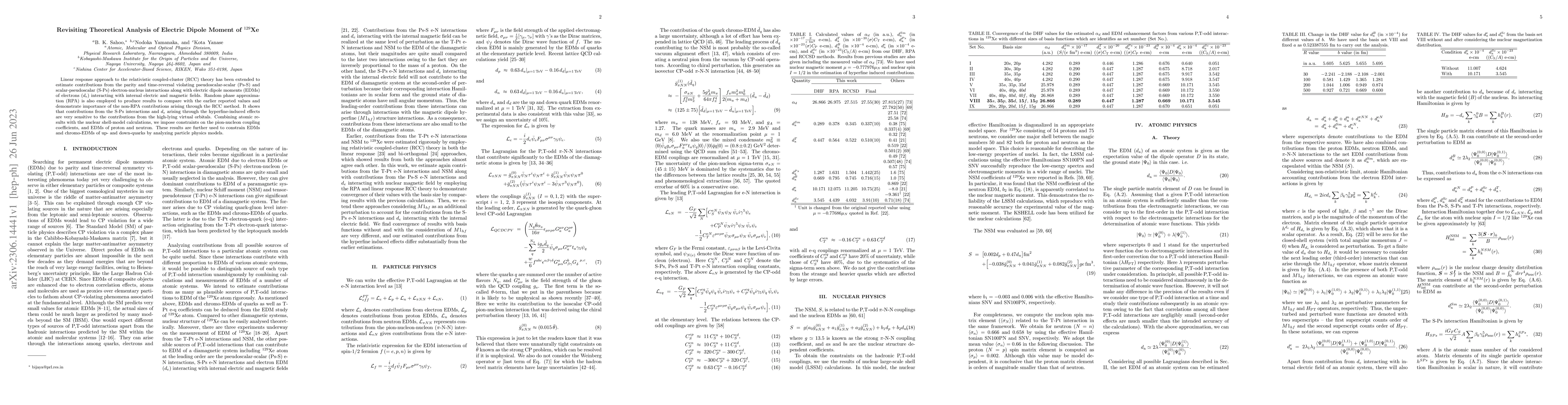 Thumbnail for Revisiting Theoretical Analysis of Electric Dipole Moment of $^{129}$Xe