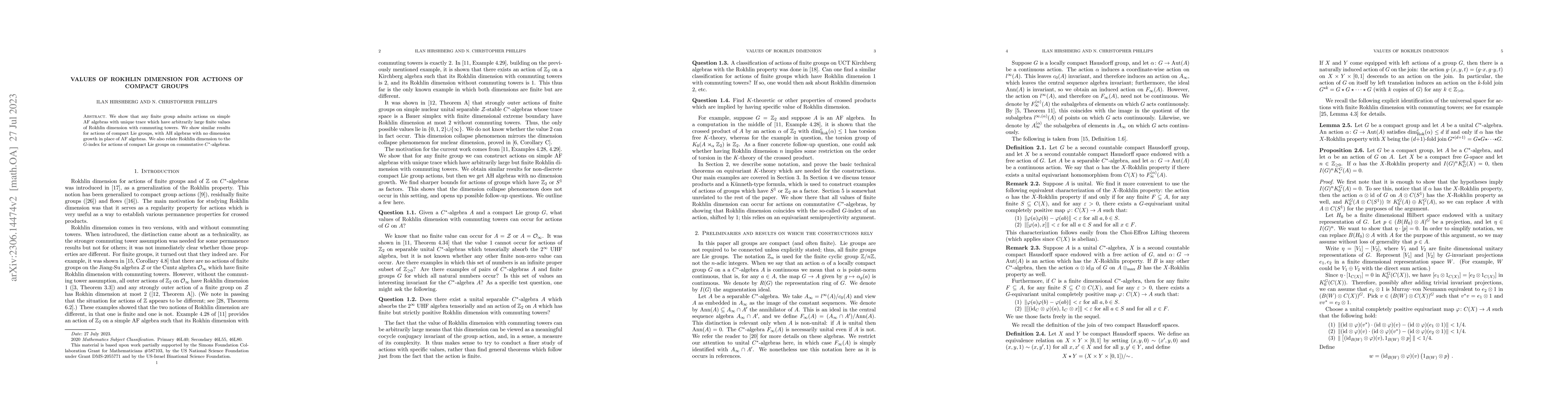 Thumbnail for Values of Rokhlin dimension for actions of compact groups