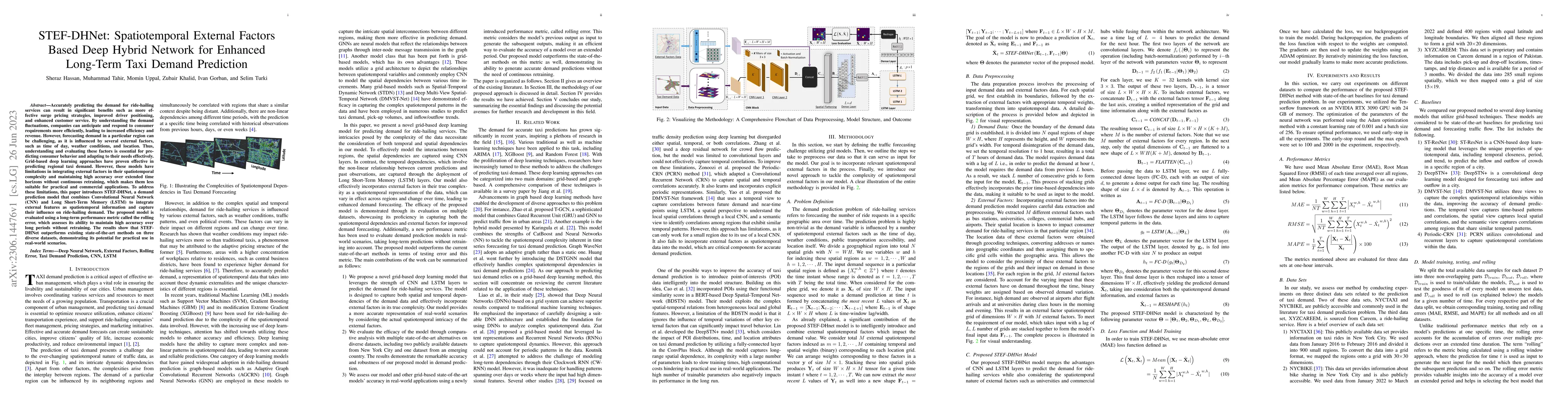 Thumbnail for STEF-DHNet: Spatiotemporal External Factors Based Deep Hybrid Network
  for Enhanced Long-Term Taxi Demand Prediction