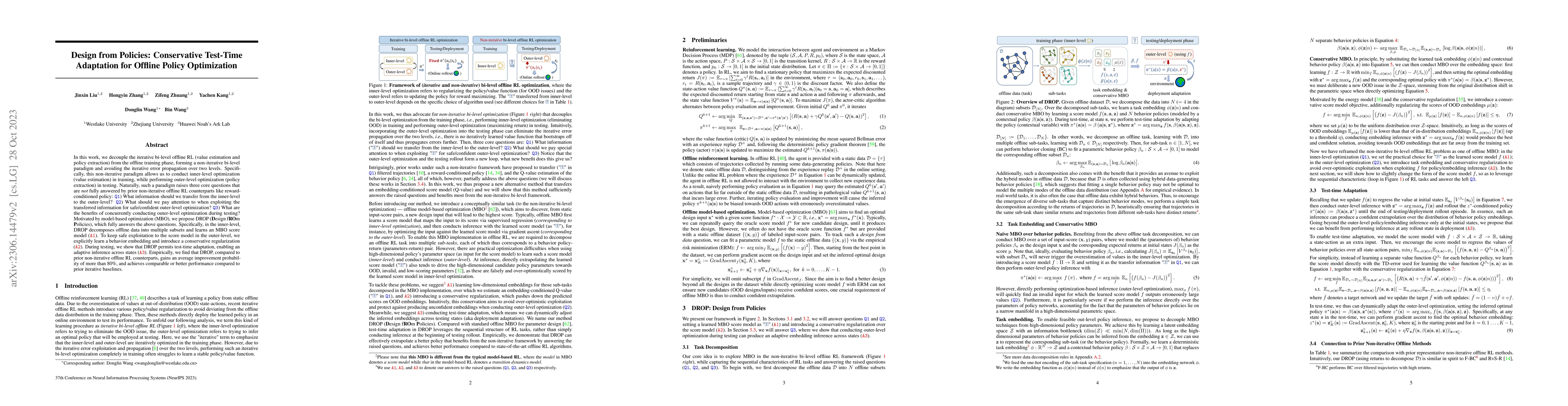 Thumbnail for Design from Policies: Conservative Test-Time Adaptation for Offline
  Policy Optimization
