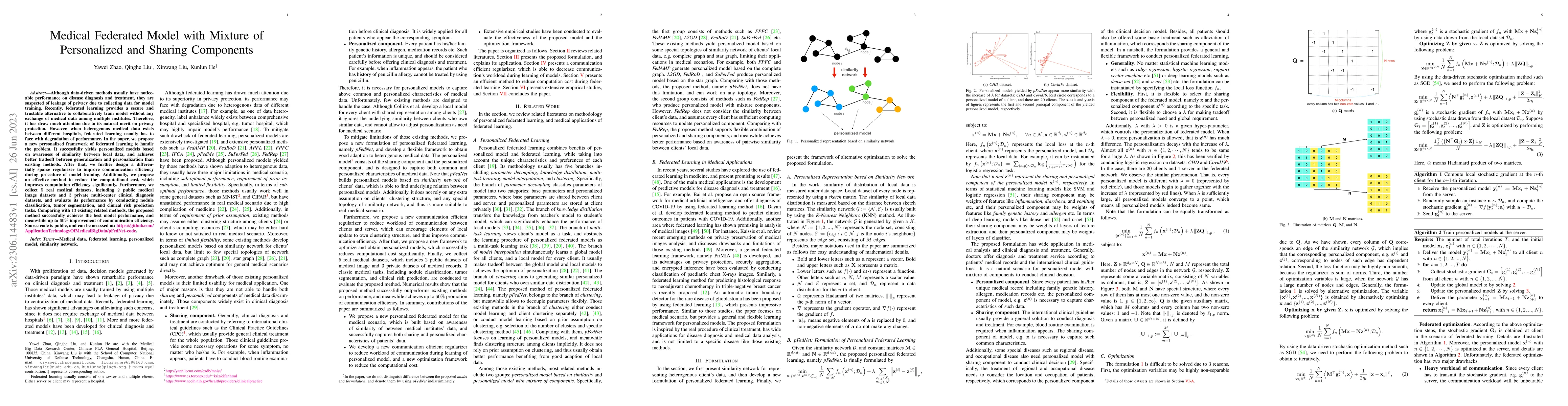 Thumbnail for Medical Federated Model with Mixture of Personalized and Sharing
  Components