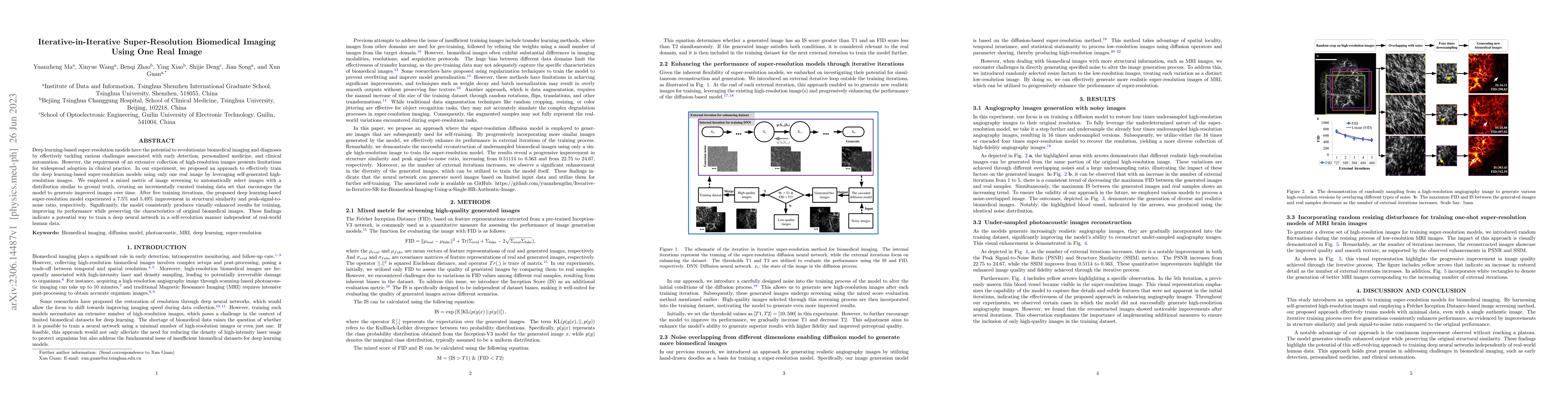 Thumbnail for Iterative-in-Iterative Super-Resolution Biomedical Imaging Using One
  Real Image