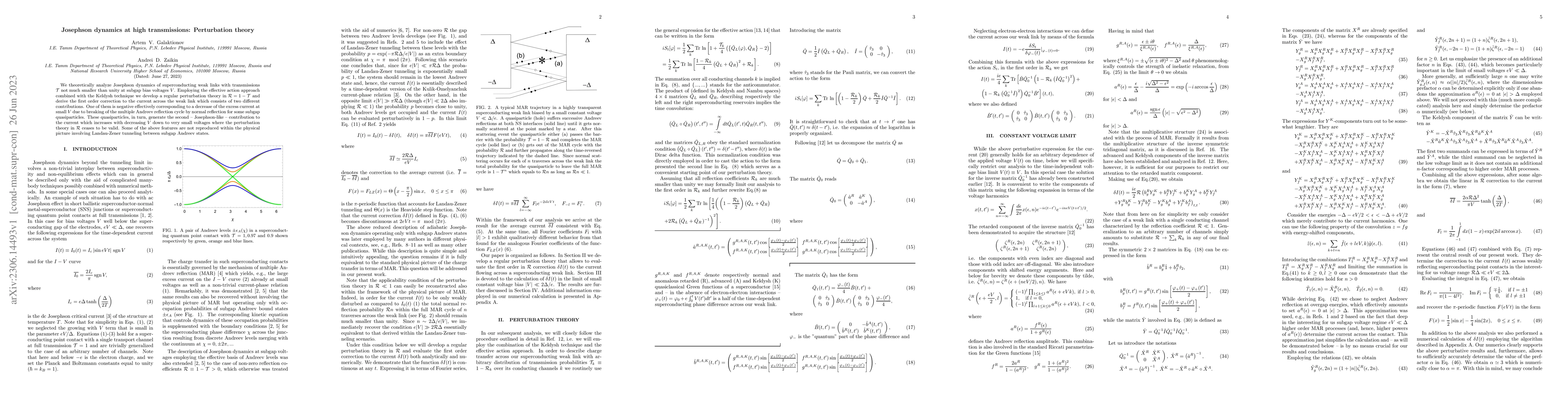 Thumbnail for Josephson dynamics at high transmissions: Perturbation theory