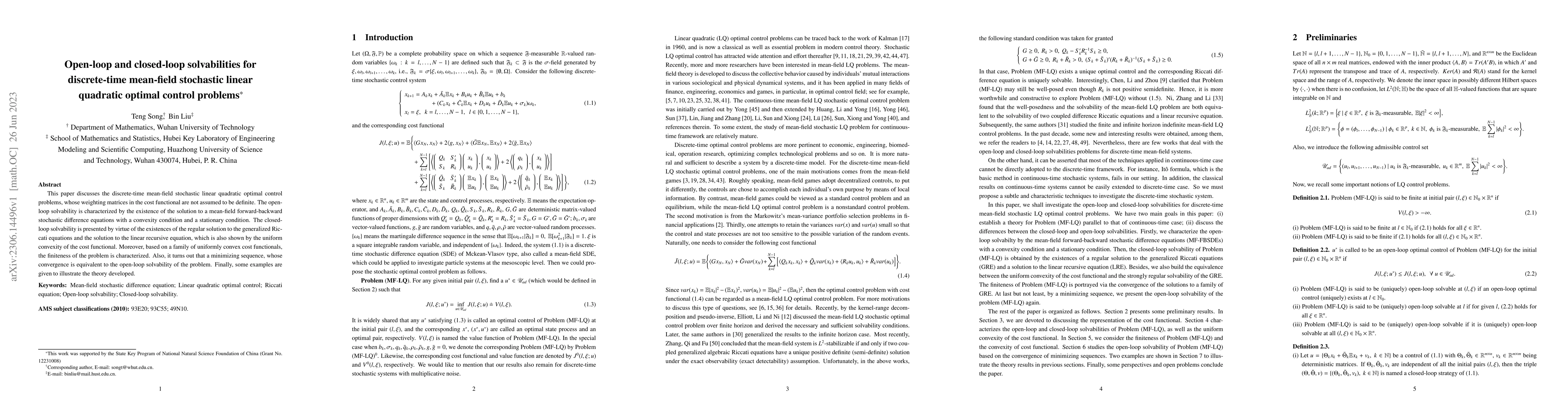 Thumbnail for Open-loop and closed-loop solvabilities for discrete-time mean-field
  stochastic linear quadratic optimal control problems