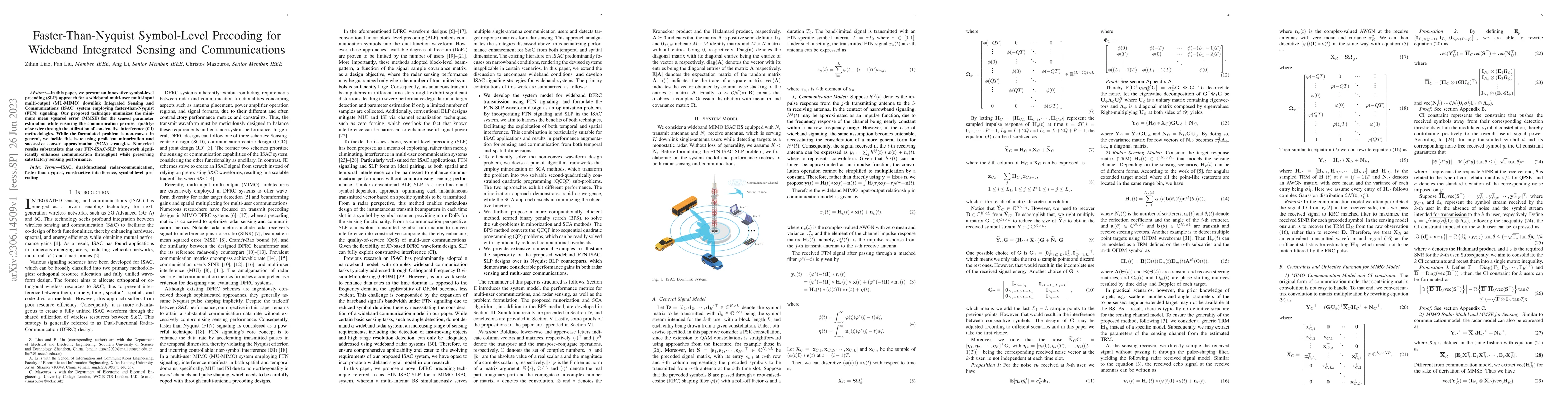 Thumbnail for Faster-Than-Nyquist Symbol-Level Precoding for Wideband Integrated
  Sensing and Communications
