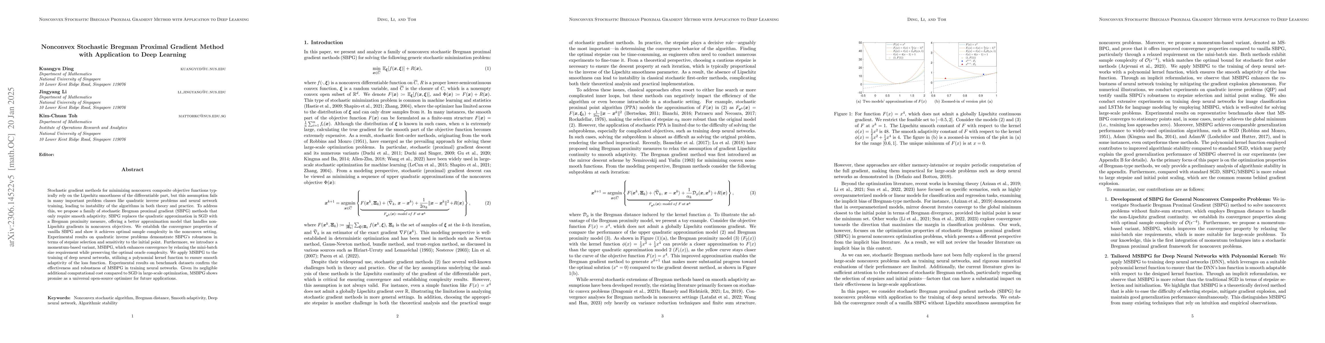 Thumbnail for Nonconvex Stochastic Bregman Proximal Gradient Method with Application
  to Deep Learning