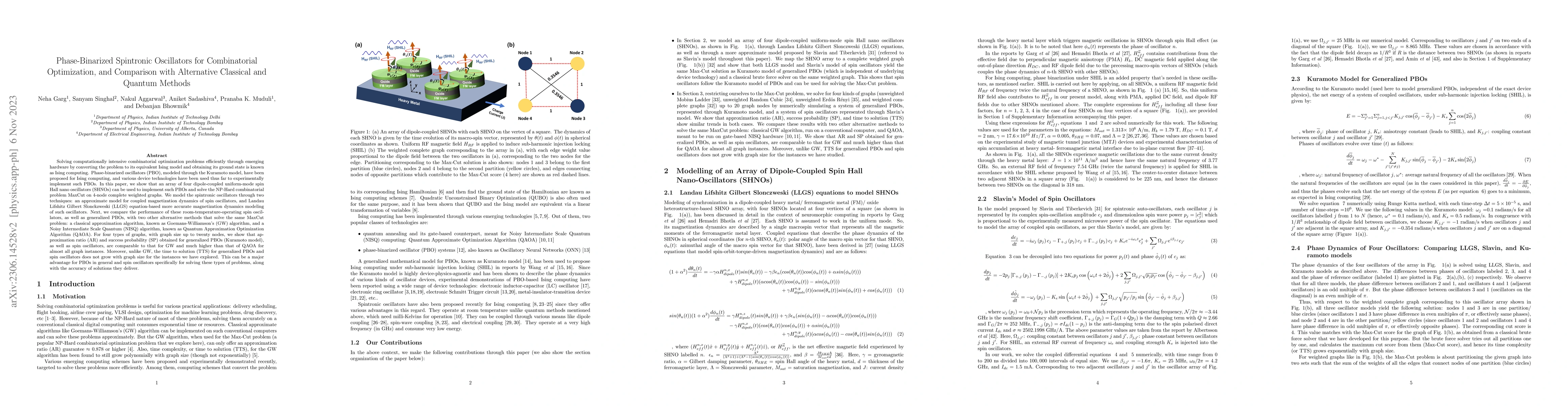 Thumbnail for Phase-Binarized Spintronic Oscillators for Combinatorial Optimization,
  and Comparison with Alternative Classical and Quantum Methods