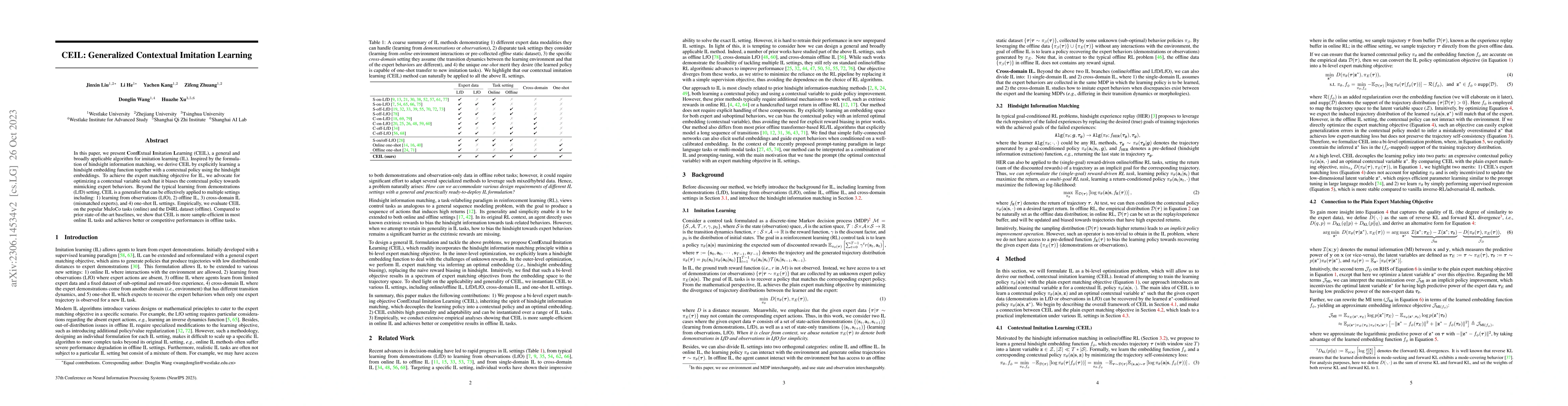 Thumbnail for CEIL: Generalized Contextual Imitation Learning