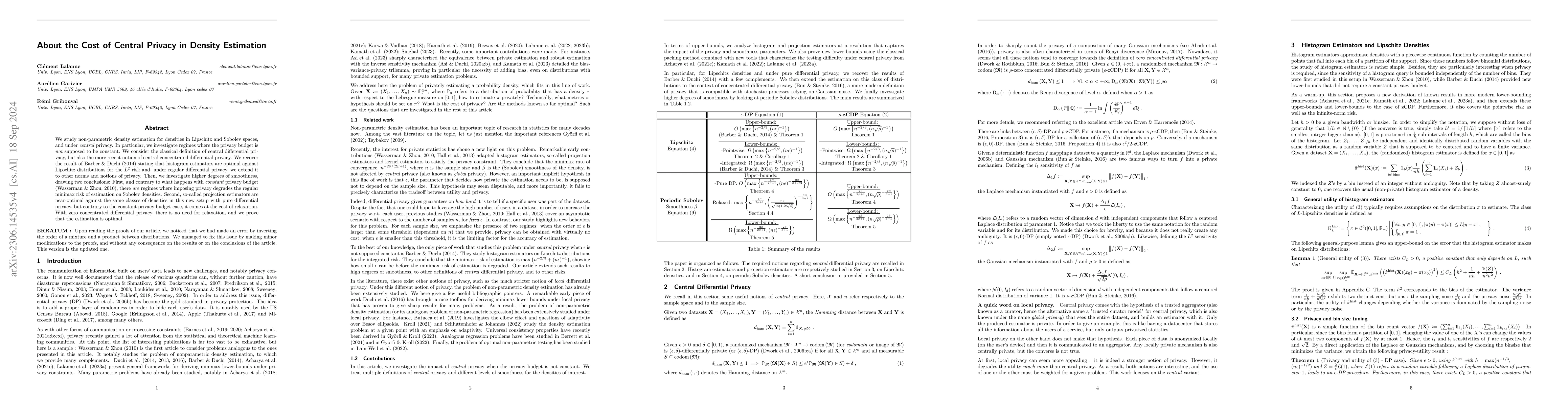Thumbnail for About the Cost of Central Privacy in Density Estimation