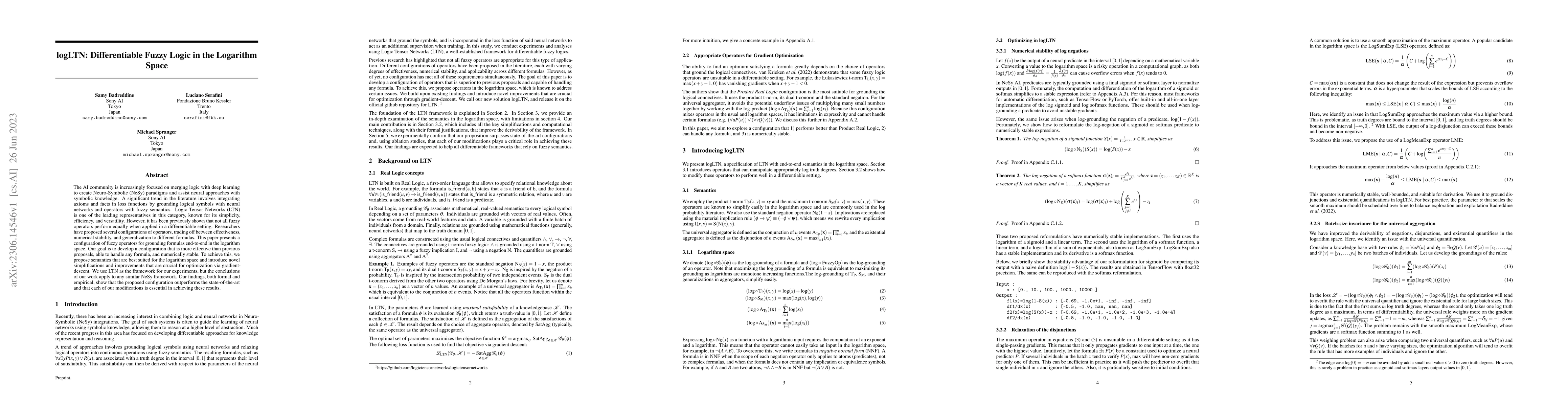 Thumbnail for logLTN: Differentiable Fuzzy Logic in the Logarithm Space