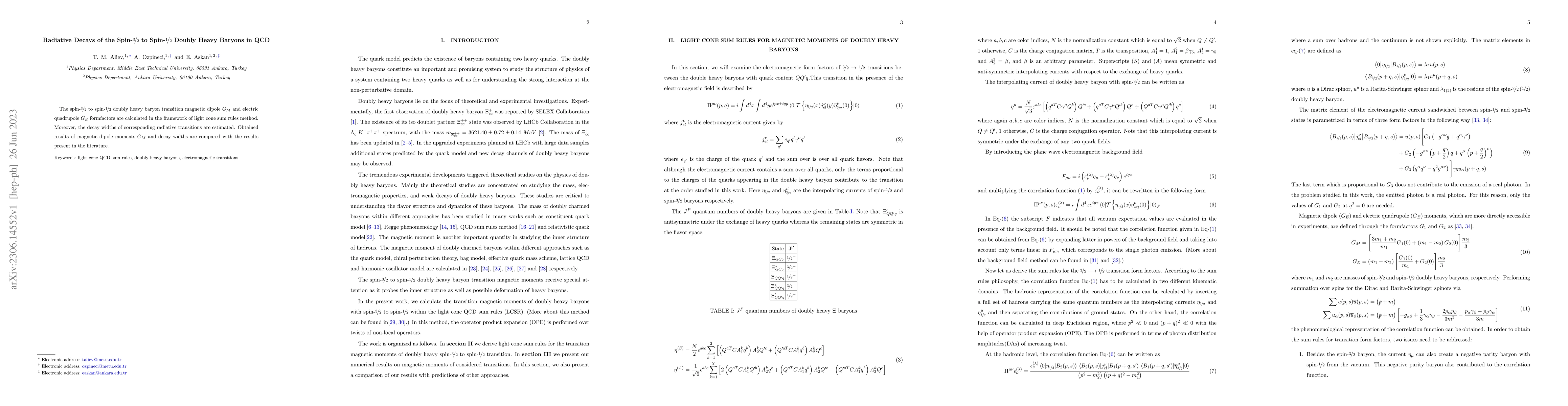 Thumbnail for Radiative Decays of the Spin-$\nicefrac{3}{2}$ to Spin-$\nicefrac{1}{2}$
  Doubly Heavy Baryons in QCD