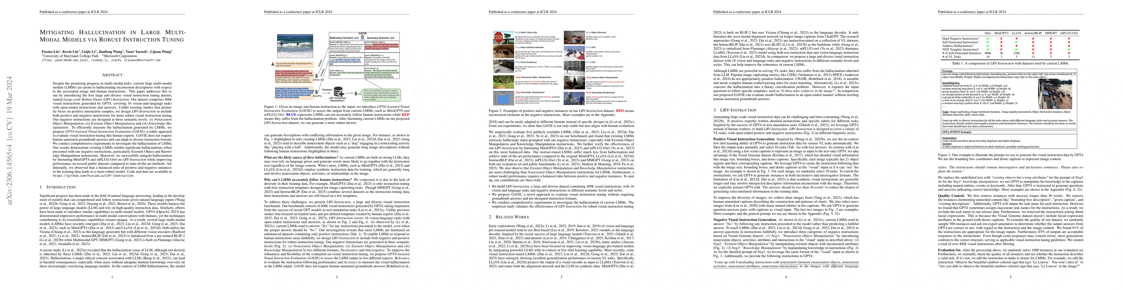 Thumbnail for Mitigating Hallucination in Large Multi-Modal Models via Robust
  Instruction Tuning