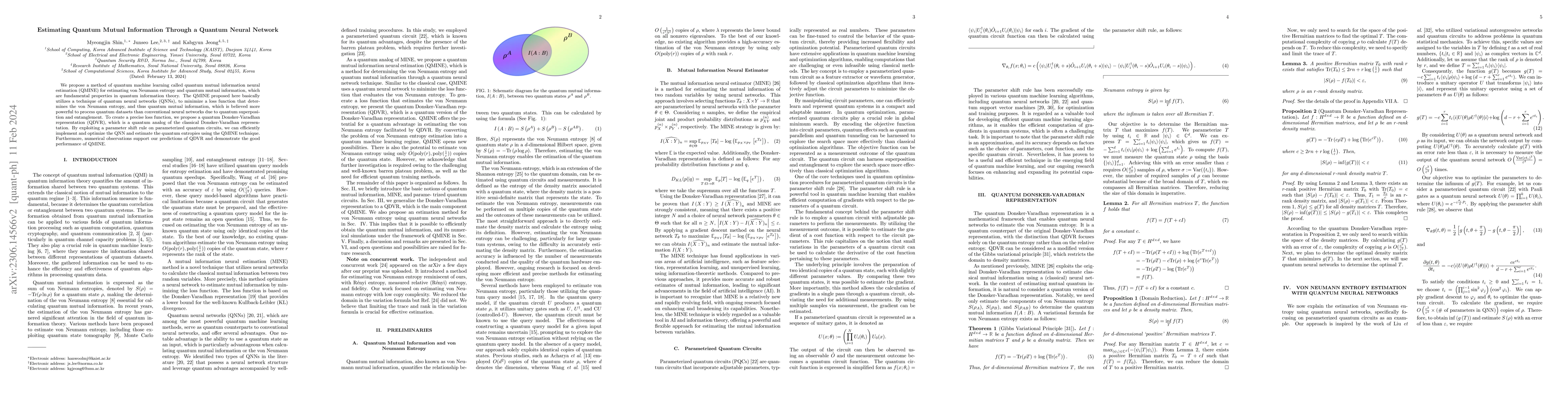 Thumbnail for Estimating Quantum Mutual Information Through a Quantum Neural Network