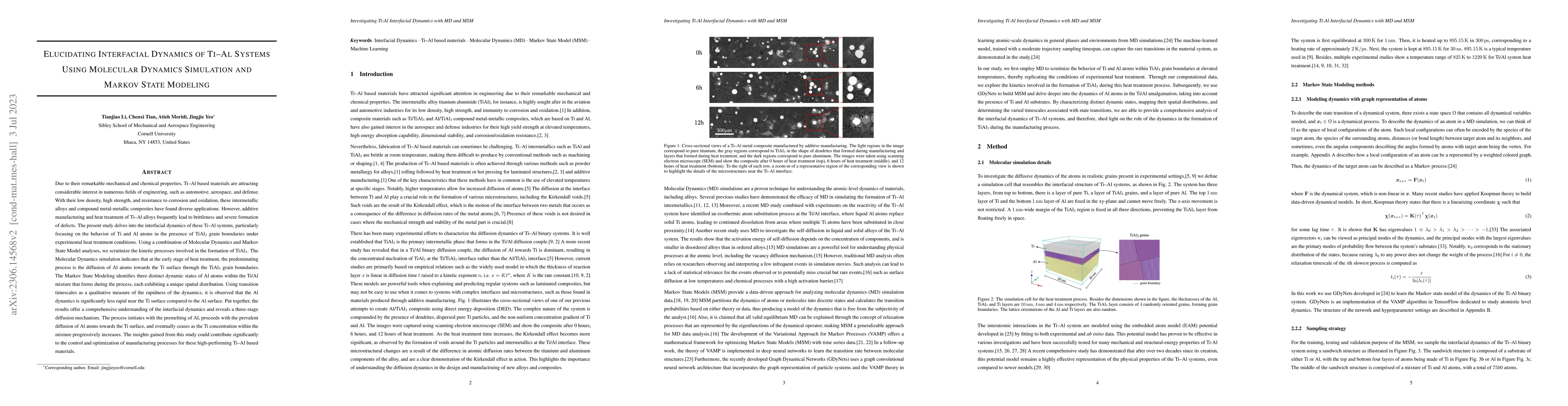 Thumbnail for Elucidating Interfacial Dynamics of Ti-Al Systems Using Molecular
  Dynamics Simulation and Markov State Modeling