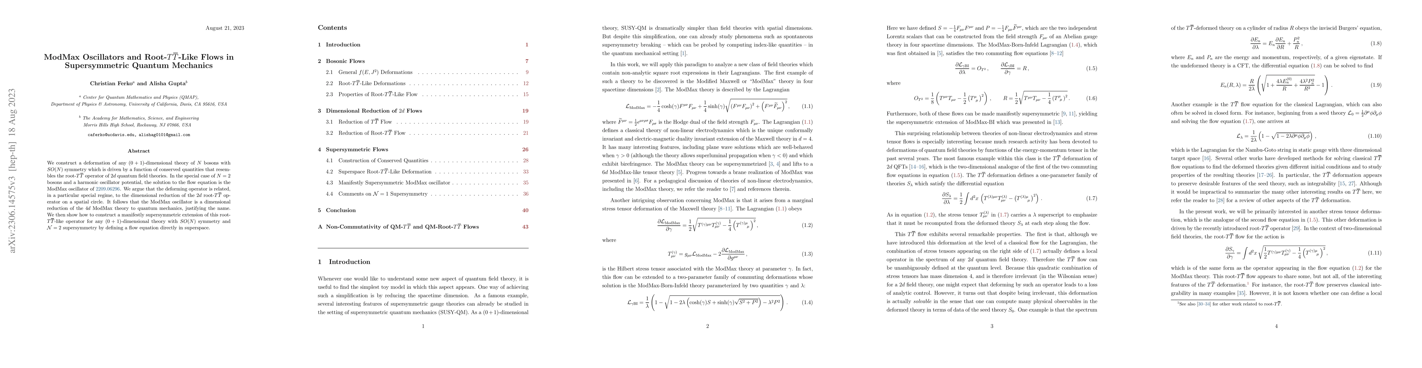 Thumbnail for ModMax Oscillators and Root-$T \overline{T}$-Like Flows in
  Supersymmetric Quantum Mechanics