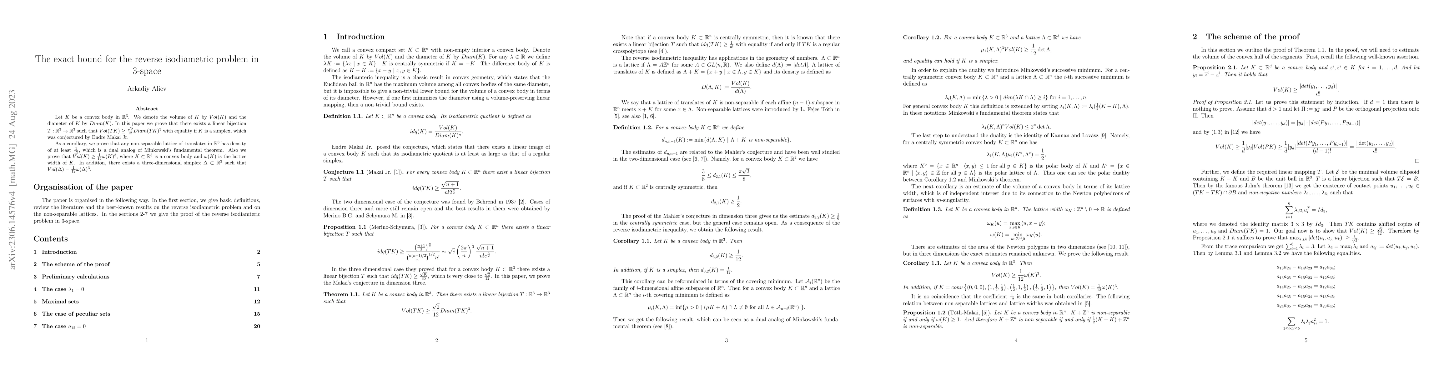 Thumbnail for The exact bound for the reverse isodiametric problem in 3-space
