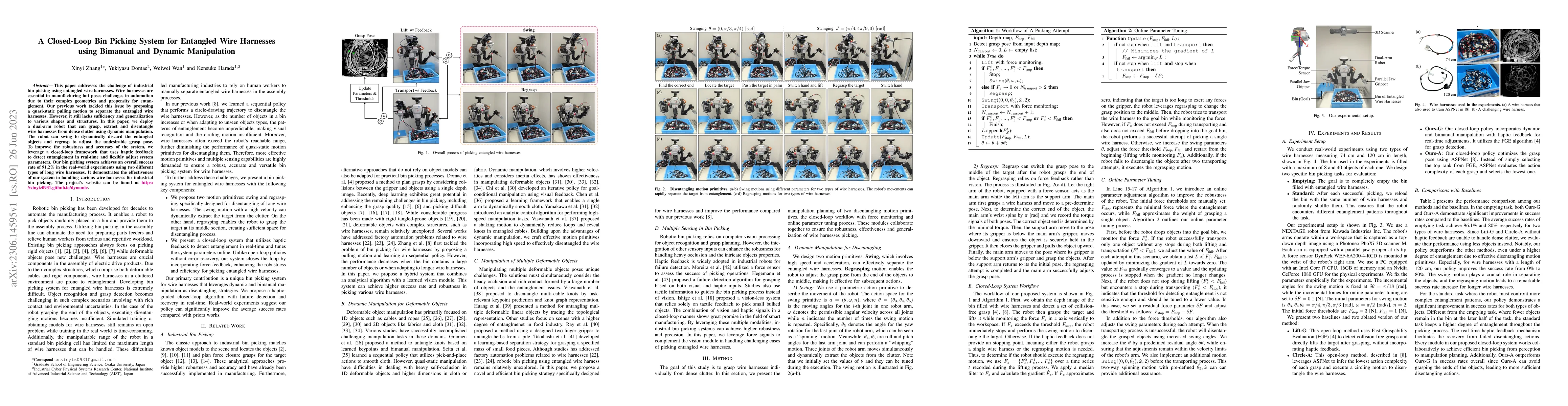 Thumbnail for A Closed-Loop Bin Picking System for Entangled Wire Harnesses using
  Bimanual and Dynamic Manipulation
