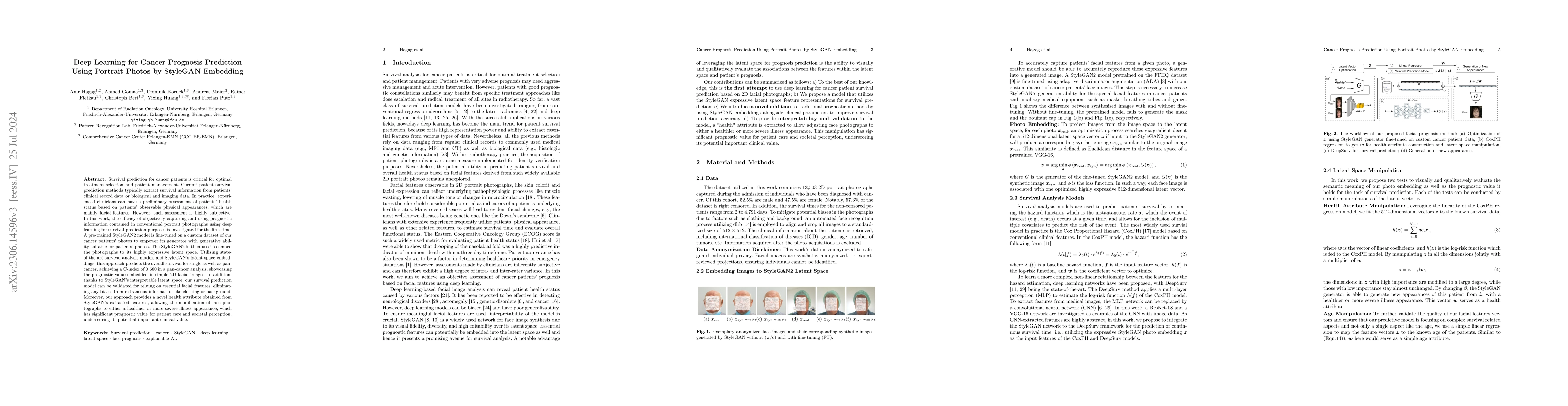 Thumbnail for Deep Learning for Cancer Prognosis Prediction Using Portrait Photos by
  StyleGAN Embedding