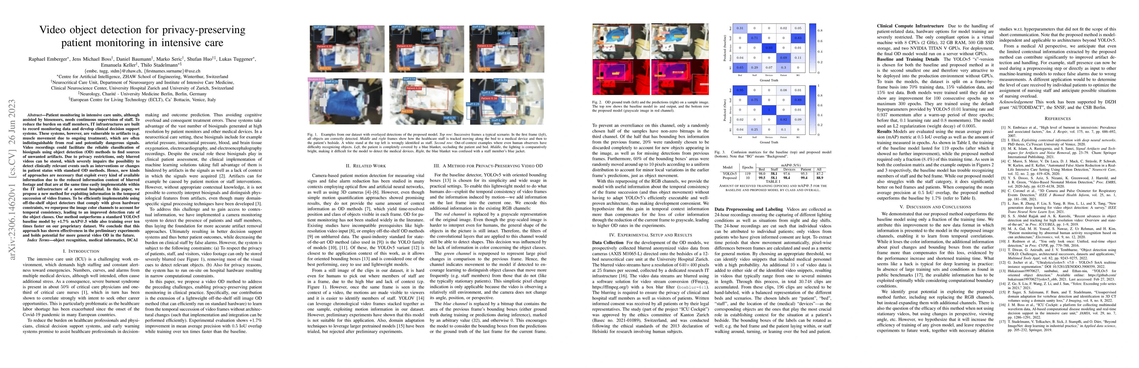 Thumbnail for Video object detection for privacy-preserving patient monitoring in
  intensive care
