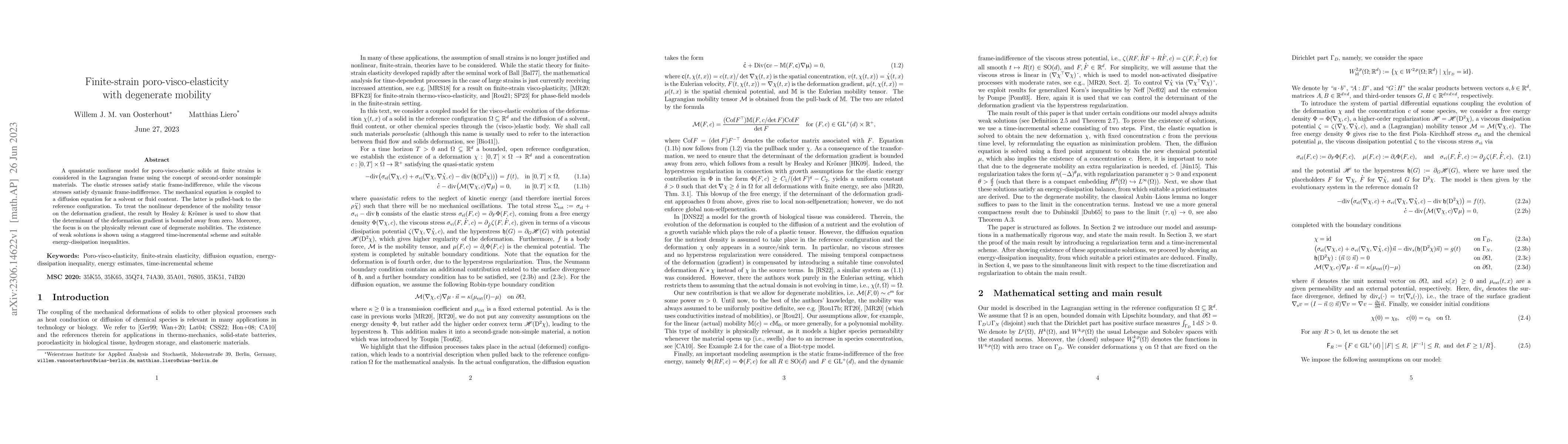 Thumbnail for Finite-strain poro-visco-elasticity with degenerate mobility