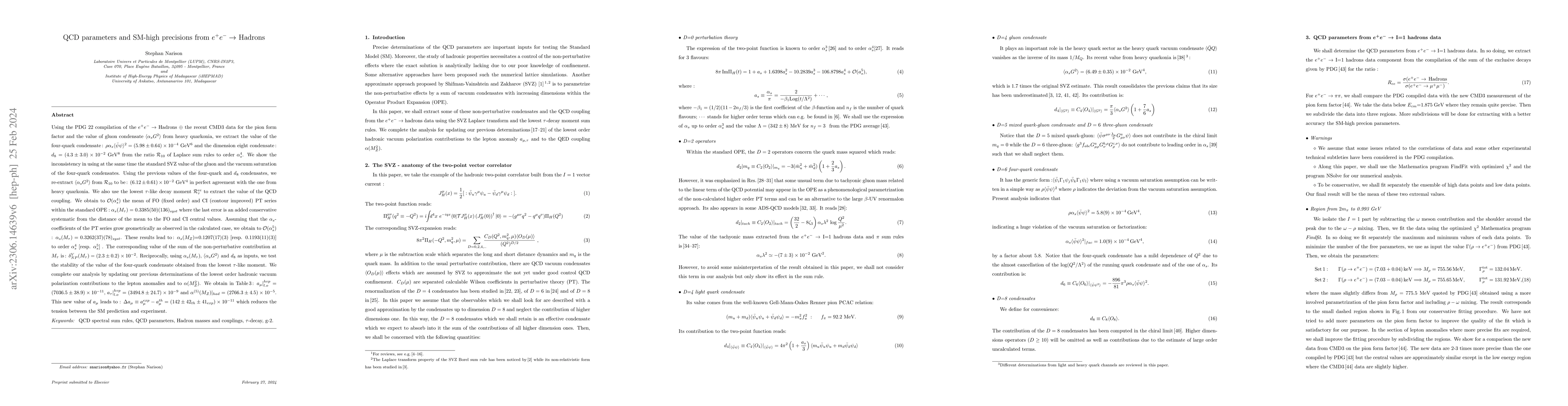 Thumbnail for QCD parameters and SM-high precisions from e+e- to Hadrons