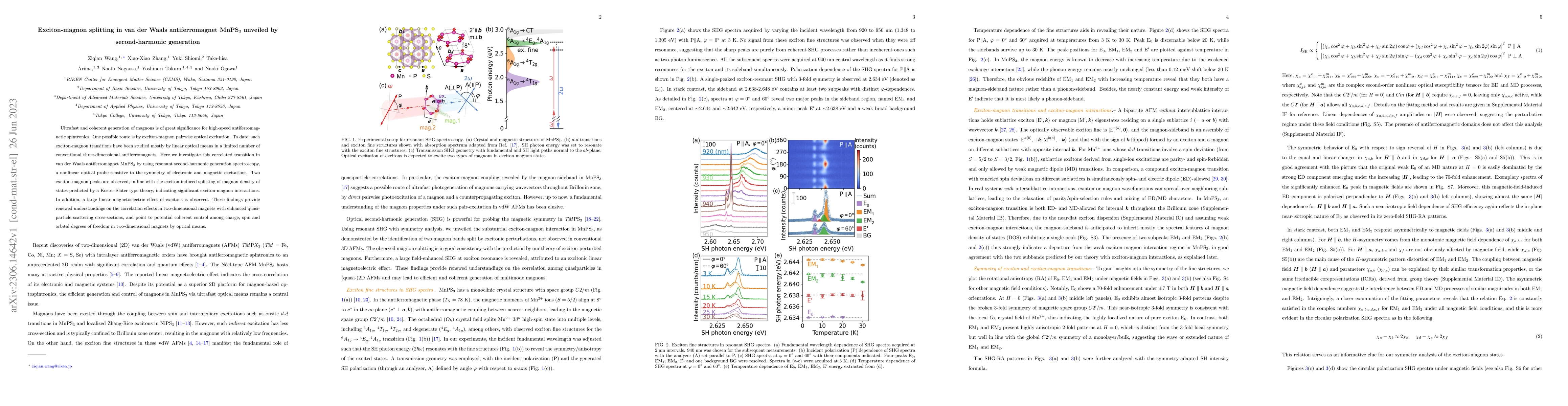 Thumbnail for Exciton-magnon splitting in van der Waals antiferromagnet MnPS$_3$
  unveiled by second-harmonic generation