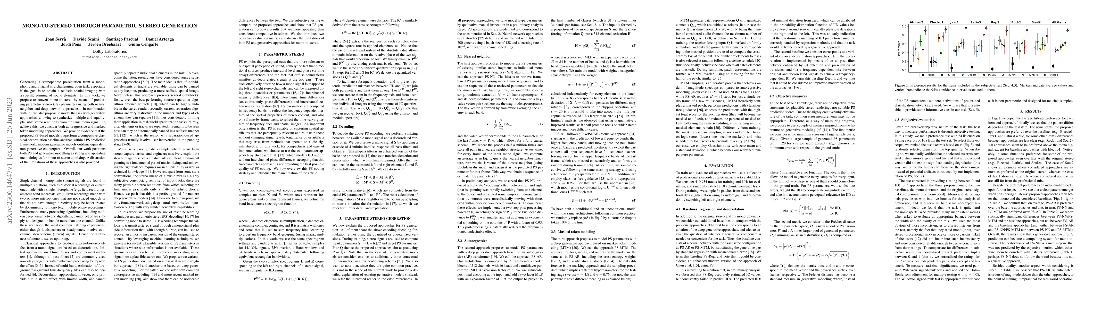 Thumbnail for Mono-to-stereo through parametric stereo generation